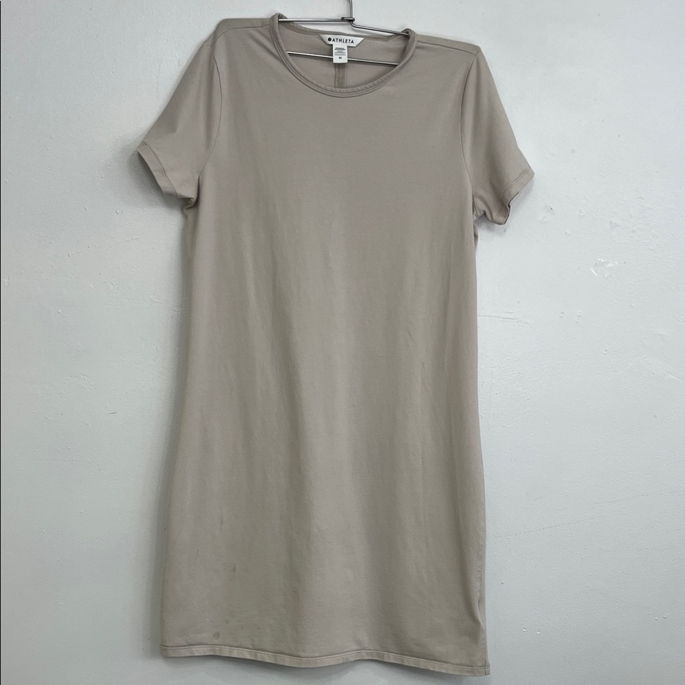 Athleta Beige Short Sleeve Midi Dress